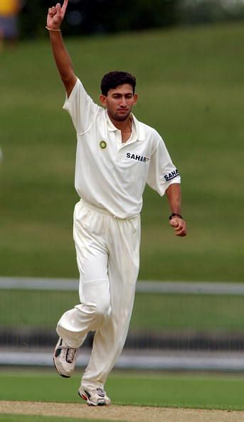 India's Ajit Agarkar celebrates his third wicket o